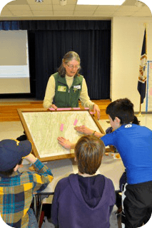 Sandy Greene demonstrating watershed mapping.